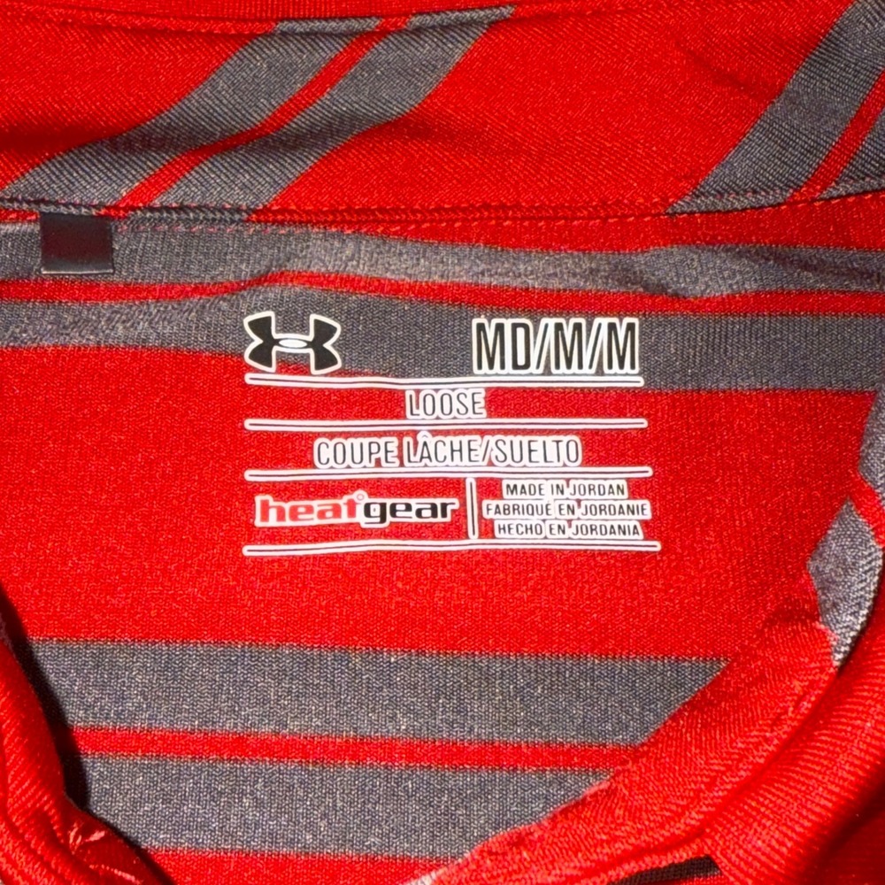 Under Armour U.S. Open Oakmont 2016 Golf Polo Shirt Mens Medium Red Striped - Picture 2 of 15